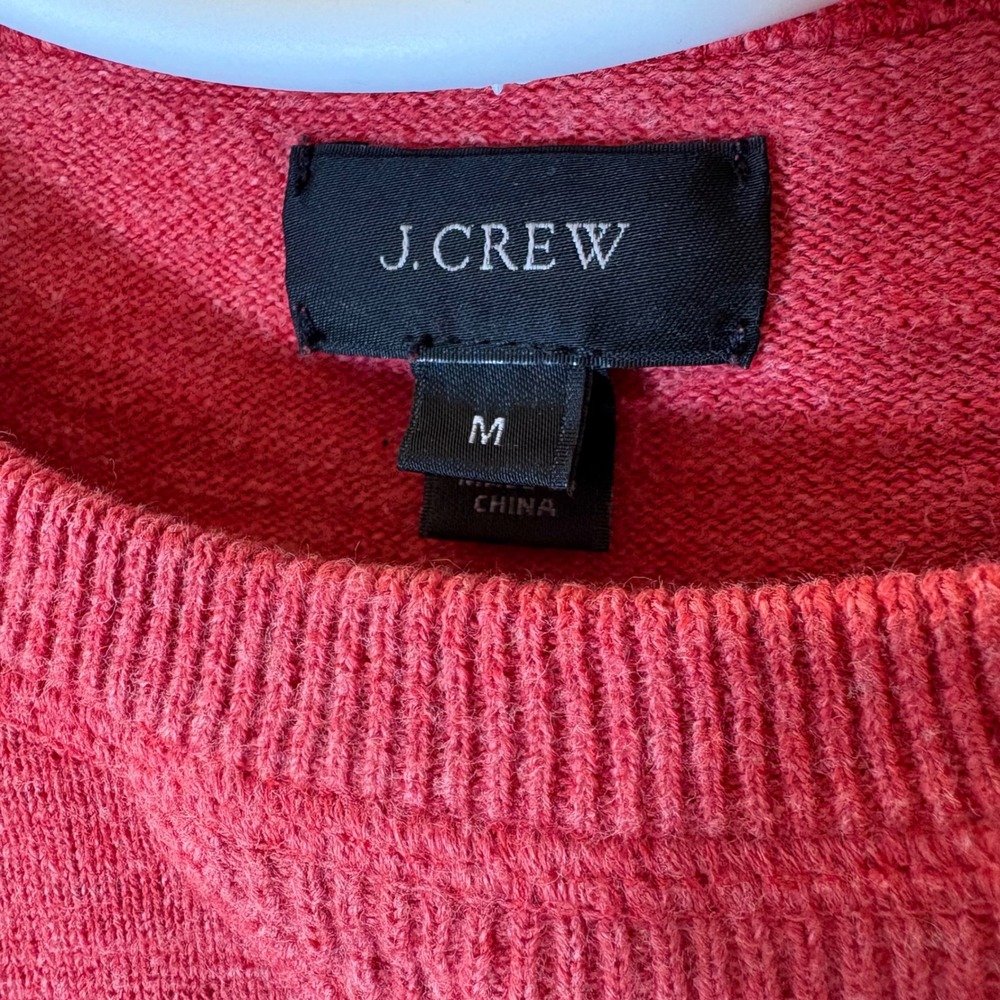 J. Crew Crewneck Sweater Red Cotton Pullover Size Medium - Picture 4 of 6